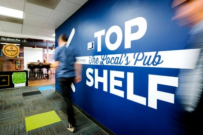 Miniter headquarters wall art for top shelf break room